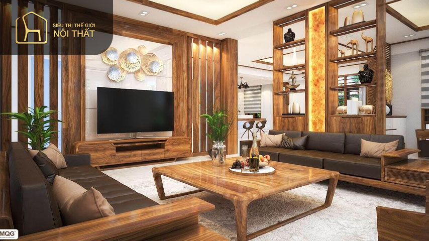 Nội thất phòng khách bằng gỗ bao gồm những gì?