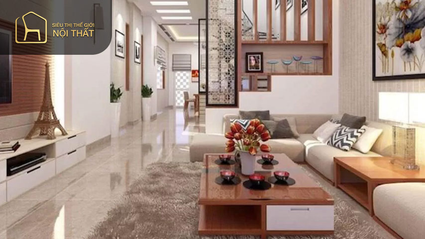 Thiết kế phòng khách hiện đại với gỗ óc chó là xu hướng nội thất được nhiều gia đình Việt ưa chuộng