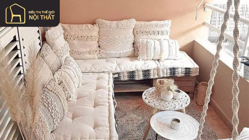 Mẫu ban công chung cư đẹp phong cách Bohemian 