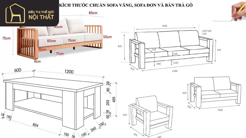 Xác định những thông số về kích thước ghế sofa gỗ giúp việc định giá công khai và dễ dàng hơn