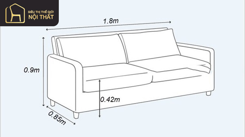 Kích thước ghế sofa gỗ đôi chuẩn