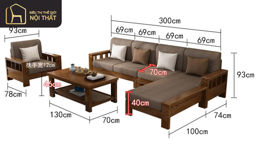 Ghế sofa gỗ văng được tính toán theo công thức và nhu cầu riêng từng khách hàng