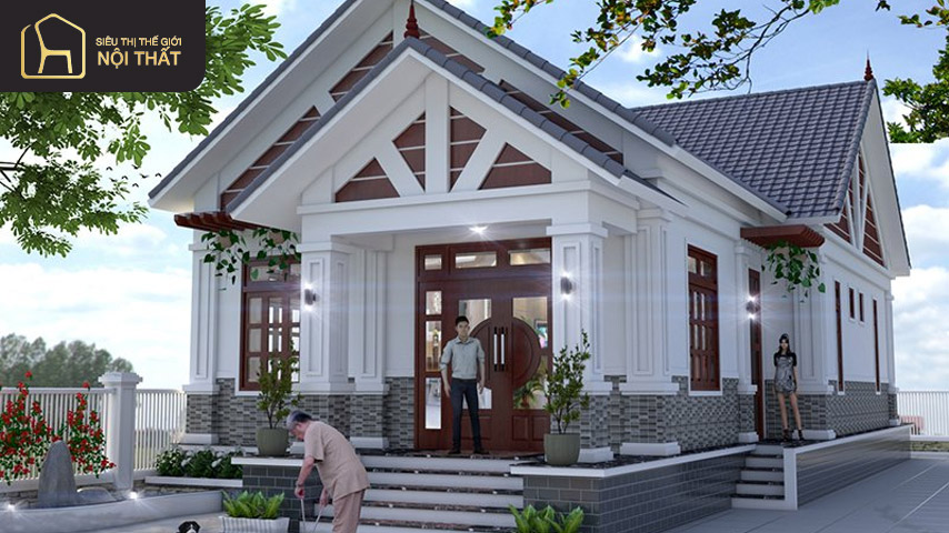 Mẫu nhà vườn mái thái thiết kế 3 phòng ngủ