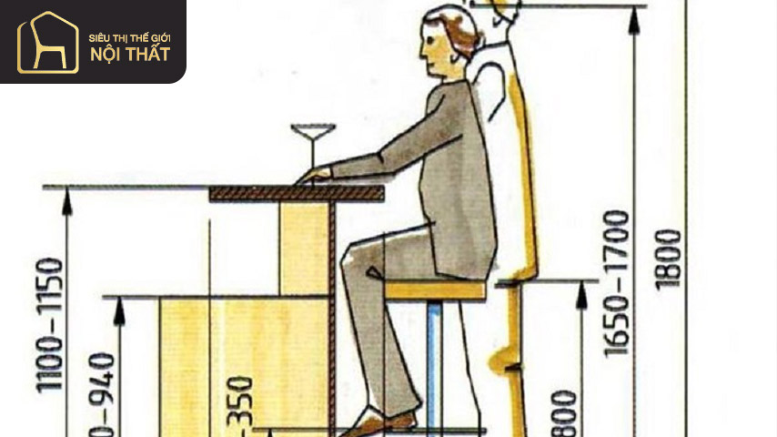 Chiều cao quầy bar gia đình theo tiêu chuẩn