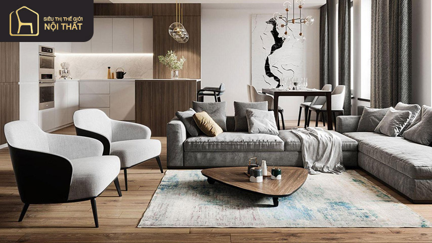 Mẫu thiết kế nội thất giàu sự tương phản