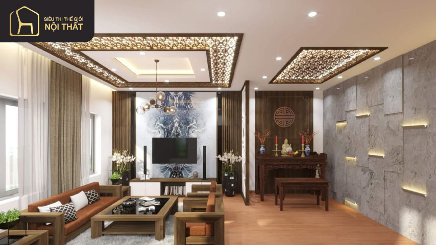 Mẫu trần thạch cao gỗ đẹp tạo sự ấm cúng, nhẹ nhàng Mẫu trần thạch cao gỗ đẹp tạo sự ấm cúng, nhẹ nhàng