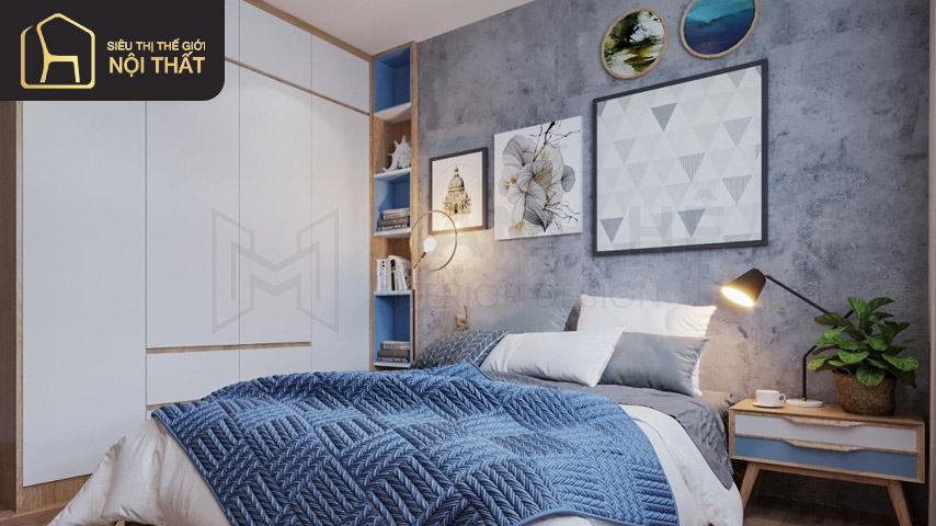 Có thể sử dụng nhiều bức tranh nhỏ để kết hợp treo trên đầu giường tạo điểm nhấn 