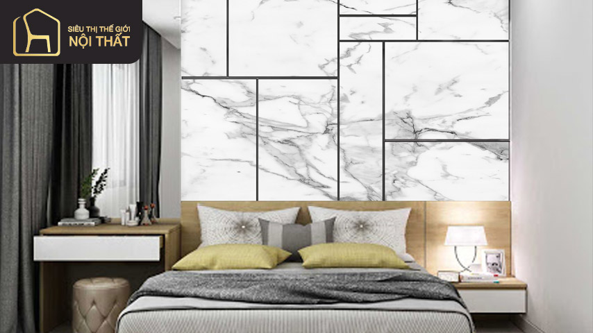 Trang trí đầu giường bằng vách ốp phủ melamine