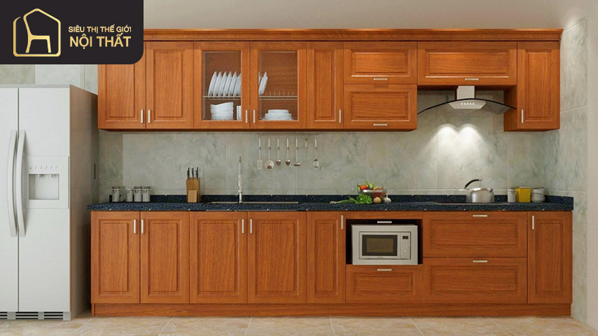 Đường nét vân gỗ của tủ bếp xoan đào tuy đơn giản nhưng vô cùng tinh tế Đường nét vân gỗ của tủ bếp xoan đào tuy đơn giản nhưng vô cùng tinh tế