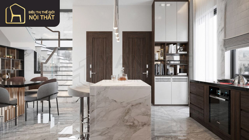 Thiết kế tủ bếp bàn đảo màu sáng sang trọng hài hòa Thiết kế tủ bếp bàn đảo màu sáng sang trọng hài hòa