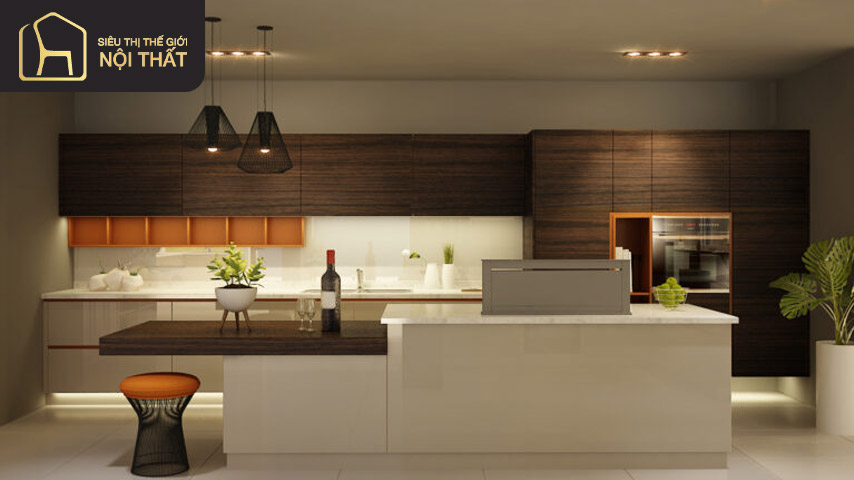 Nếu bạn còn băn khoăn các tủ bếp gỗ  công nghiệp có bền không thì hãy tham khảo Tủ bếp số 4 của Siêu Thị Thế Giới Nội Thất