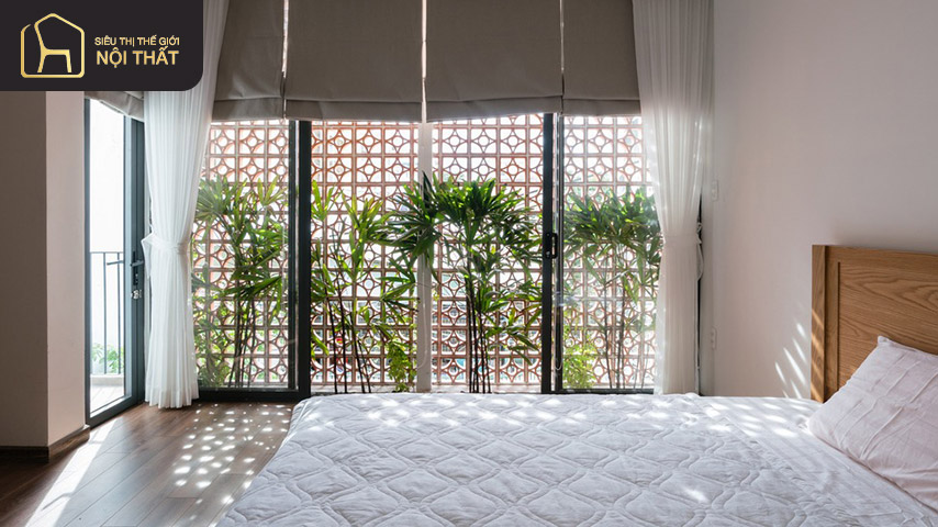 Ốp tường phòng ngủ bằng gạch thông gió