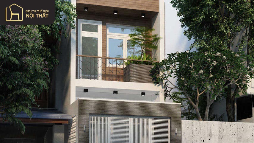 Thiết kế nhà ống 2 tầng đẹp mái bằng mang đến sự trẻ trung và thông thoáng