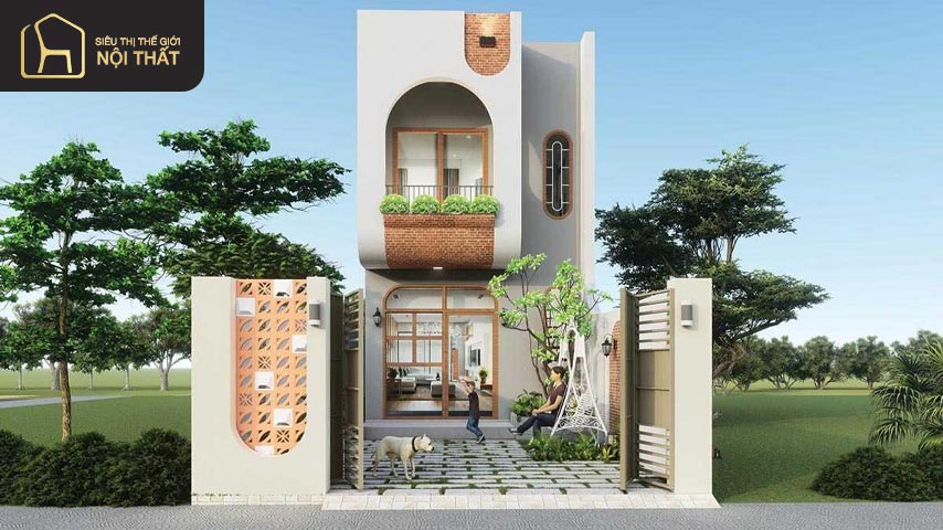 Mẫu nhà 2 tầng đẹp được thiết kế theo phong cách hiện đại và đơn giản