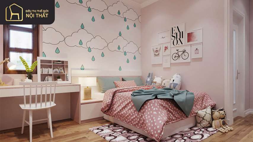Giường ngủ tích hợp thêm kệ trang trí