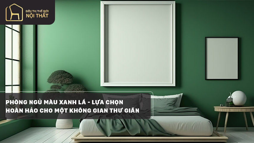 phòng ngủ màu xanh lá