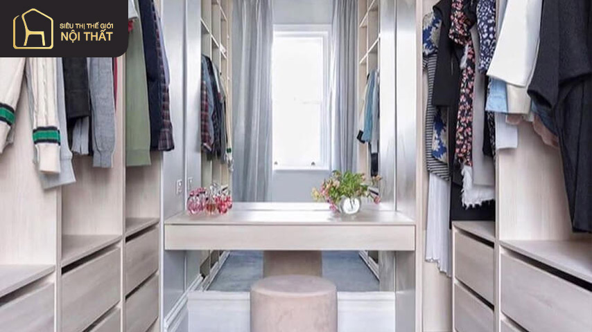 Thiết kế phòng thay đồ mini có diện tích phù hợp cân bằng được bố cục ngôi nhà 