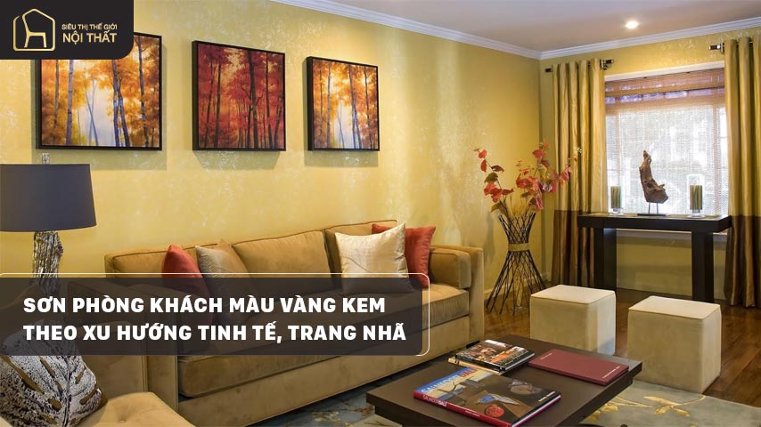 sơn phòng khách màu vàng kem