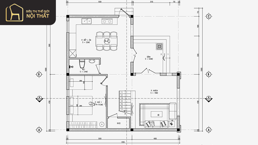 nhà 2 tầng 4 phòng ngủ