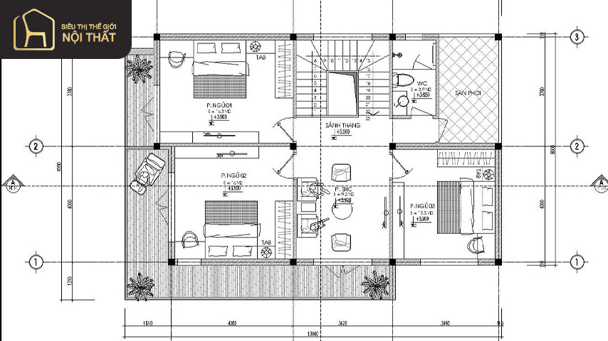 nhà 2 tầng 4 phòng ngủ