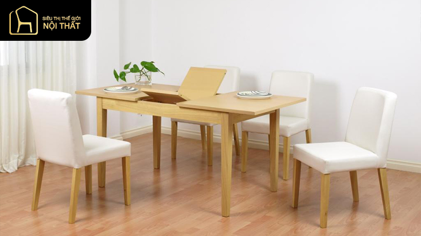 Chất liệu bàn bằng gỗ sẽ mang lại sự ấm cúng cho không gian