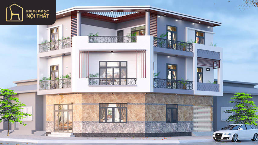 thiết kế nhà 2 mặt tiền