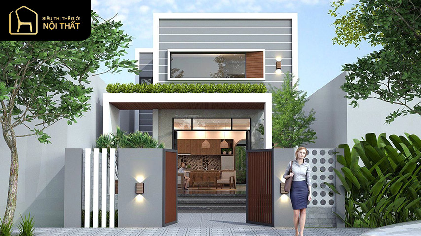 Mặt tiền nhà cấp 4 gác lửng hiện đại