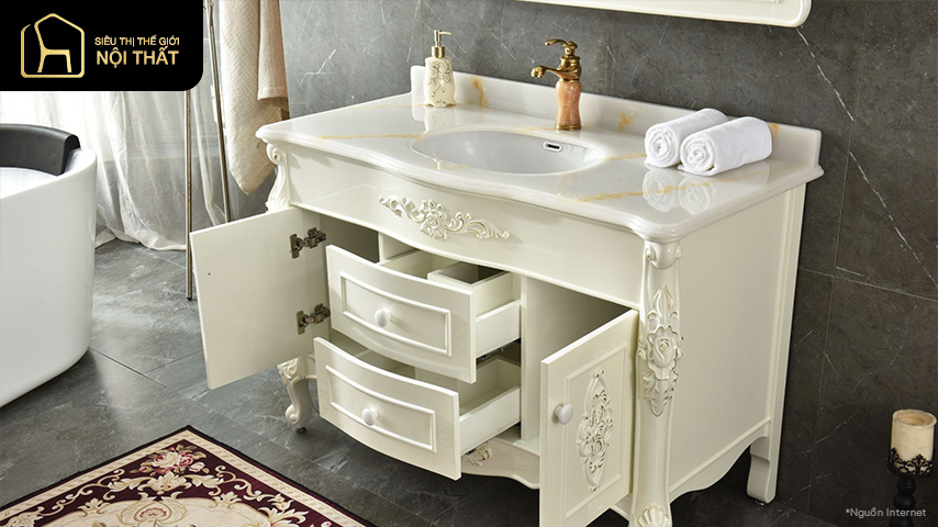 Mẫu chậu rửa bán âm bàn là sự kết hợp giữa phong cách cổ điển và tân cổ điển