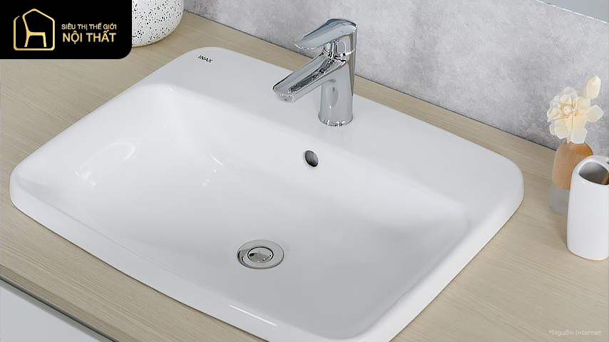 Chậu rửa dương vành nổi bật với thiết kế hiện đại