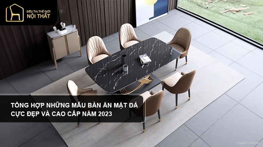 bàn ăn mặt đá hiện đại
