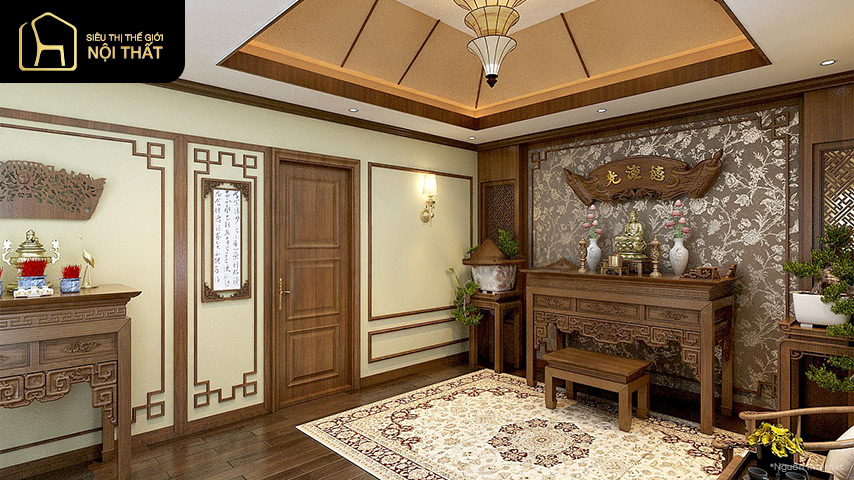 Phòng thờ của phòng khách biệt thự sang trọng