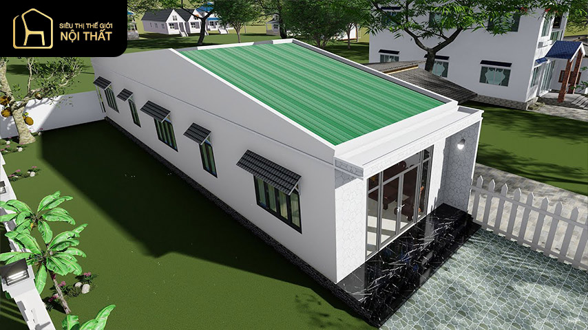 Mẫu nhà cấp 4 mái tôn đơn giản cho vùng nông thôn