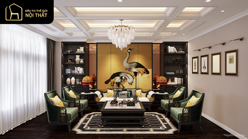 thiết kế phòng khách phong cách indochine