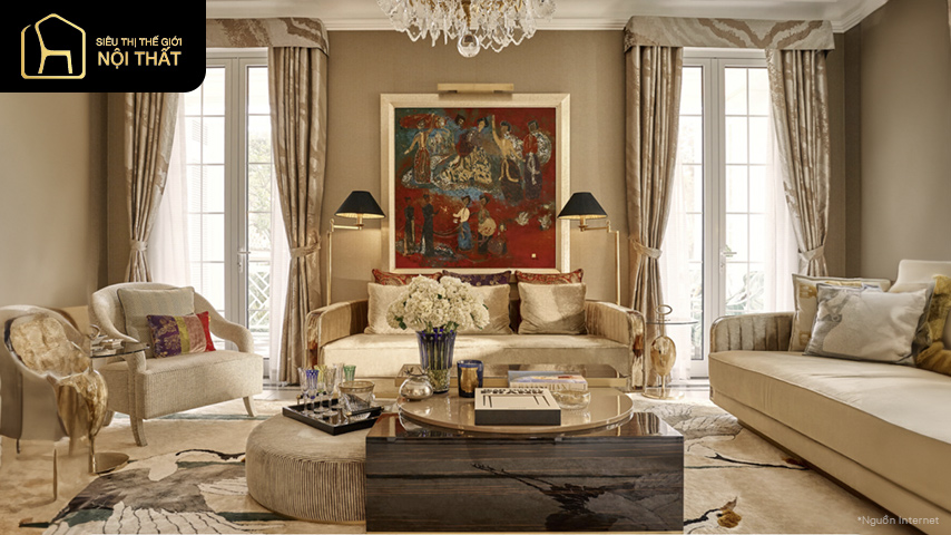 thiết kế phòng khách phong cách indochine