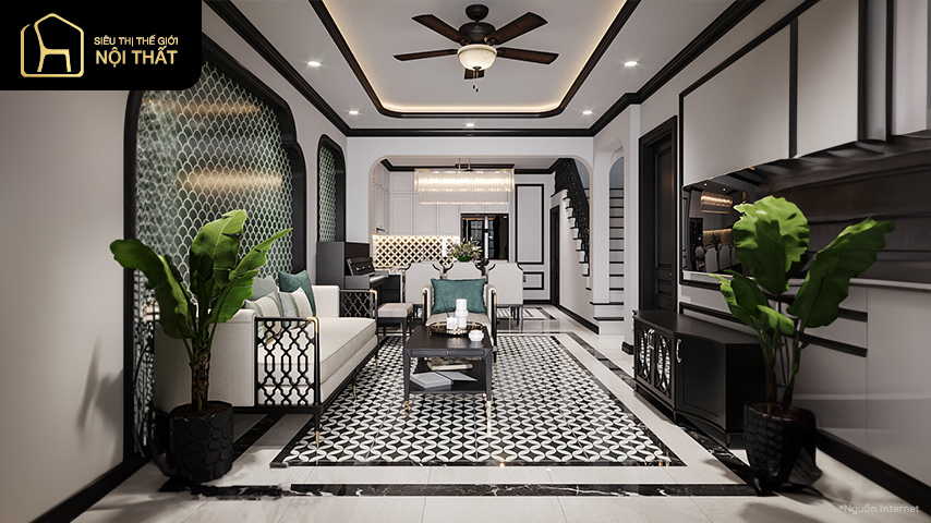 thiết kế phòng khách phong cách indochine