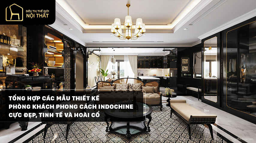 thiết kế phòng khách phong cách indochine
