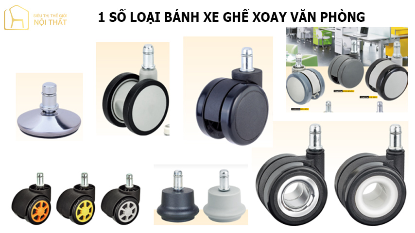 1 số loại bánh xe ghế xoay văn phòng