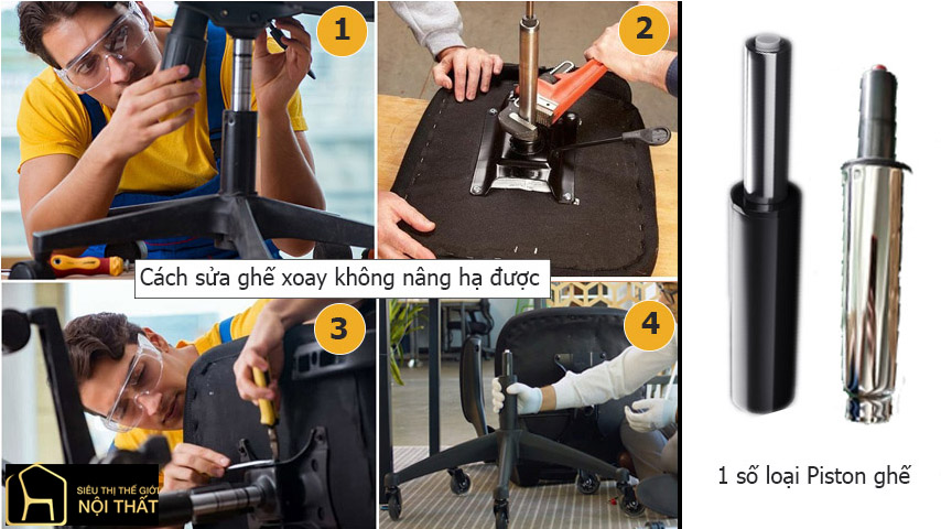 Cách sửa ghế xoay văn phòng không nâng hạ được