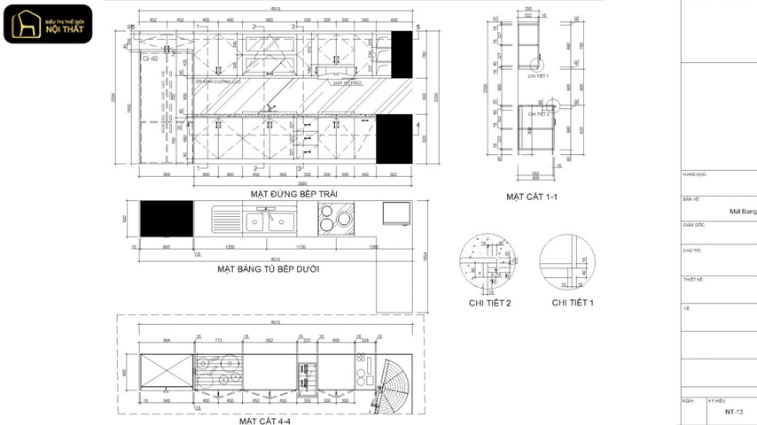 Bản vẽ thiết kế nội thất triển khai kỹ thuật
