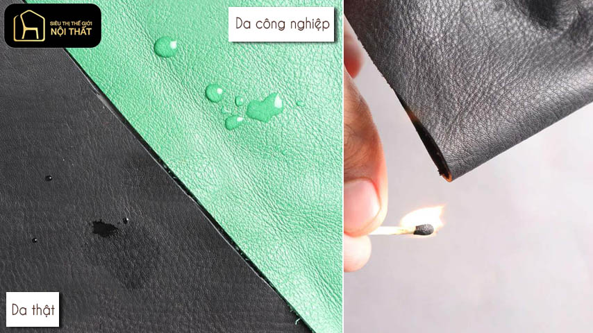 Phân biệt nội thất da bằng nước hoặc lửa