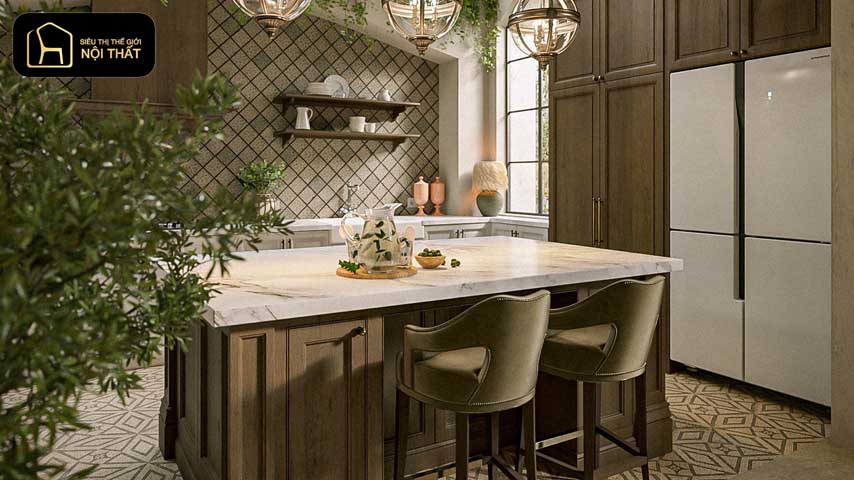 thiết kế nội thất phòng bếp cổ điển