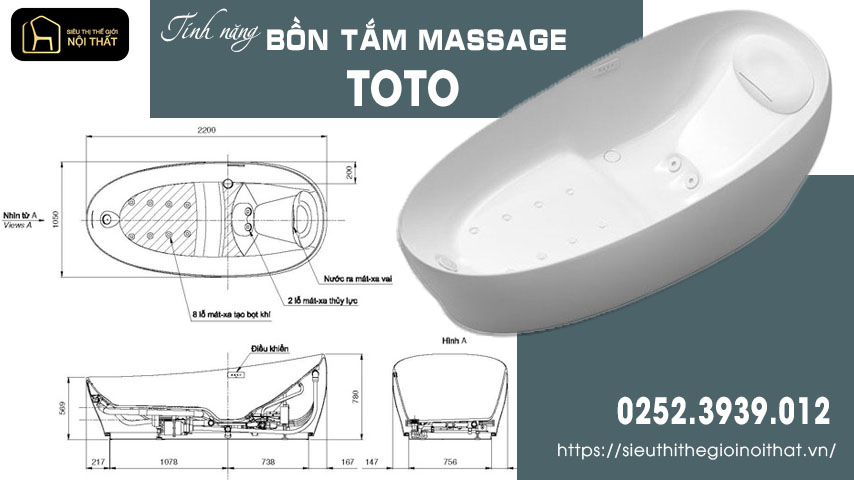 bồn tắm massage toto