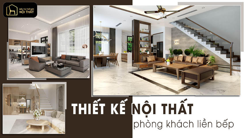 Thiết kế phòng khách liền bếp