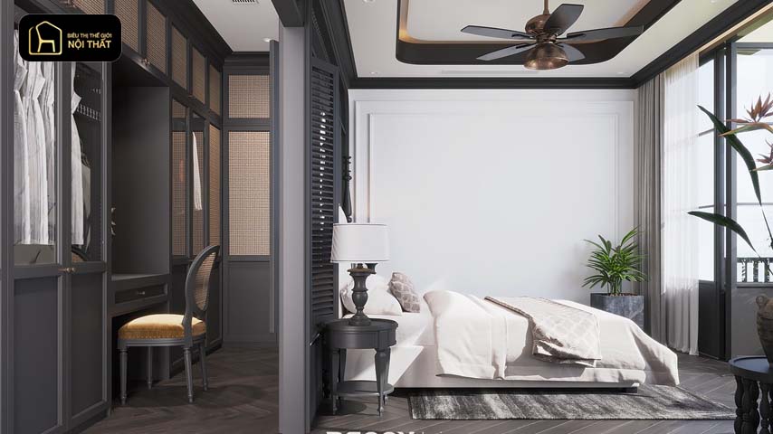 thiết kế phòng ngủ có phòng thay đồ