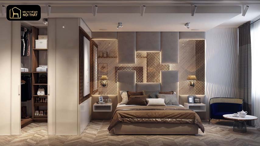 thiết kế phòng ngủ có phòng thay đồ