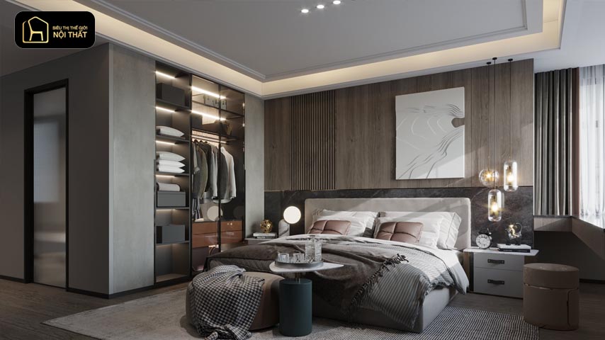 thiết kế phòng ngủ có phòng thay đồ
