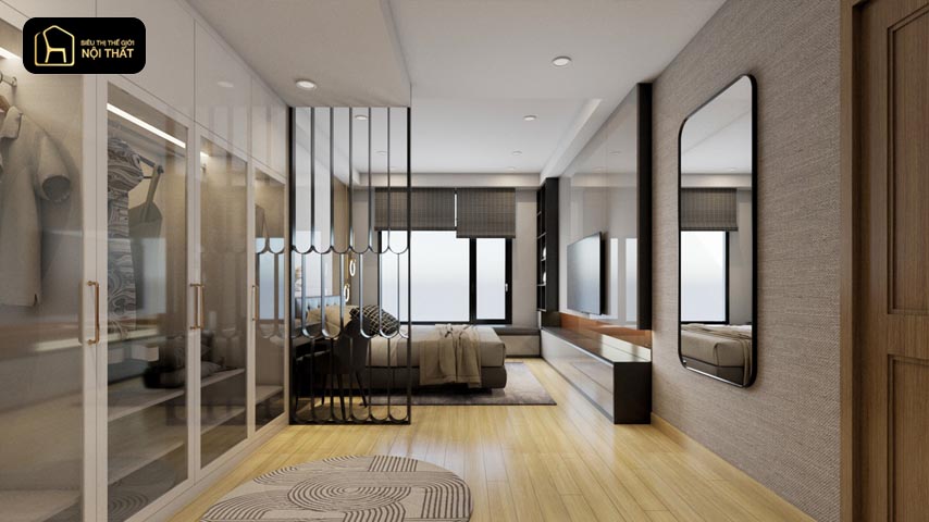 thiết kế phòng ngủ có phòng thay đồ