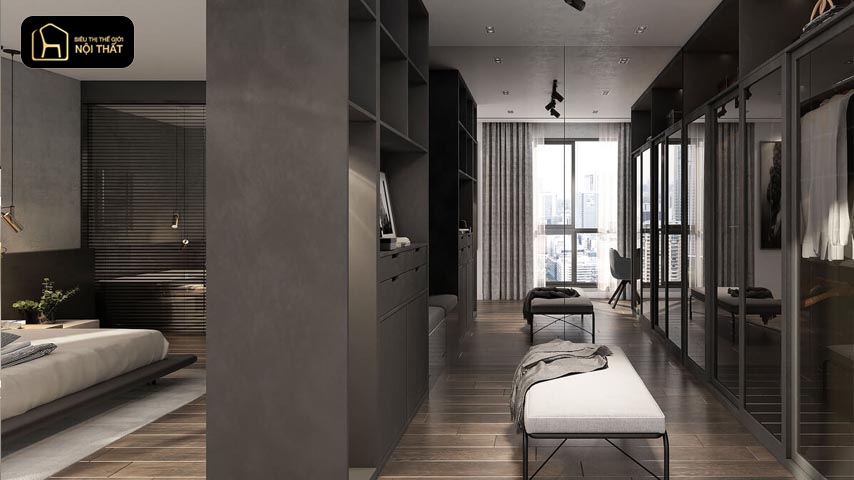 thiết kế phòng ngủ có phòng thay đồ
