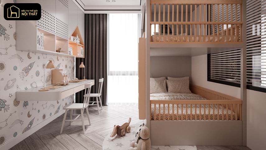 Thiết kế phòng ngủ cho 2 bé