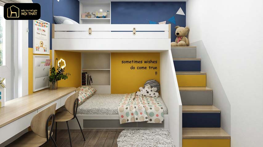 Thiết kế phòng ngủ cho 2 bé trai